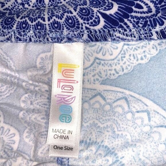 Lularoe One Size Blue Mandala Print Leggings Stretchy & Soft - Picture 2 of 9